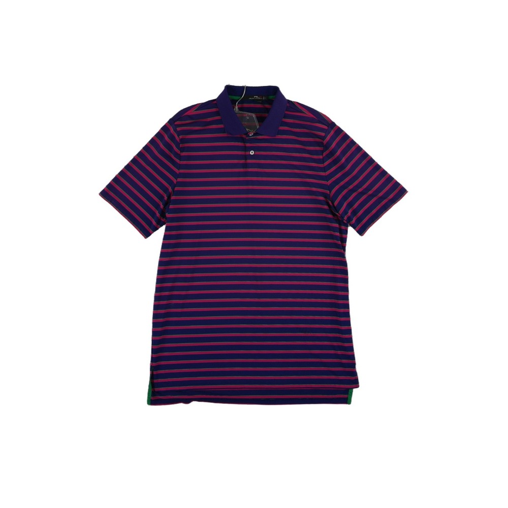 RLX Ralph Lauren Polo Shirt Mens Size Large Purple Pink Striped Performance Golf